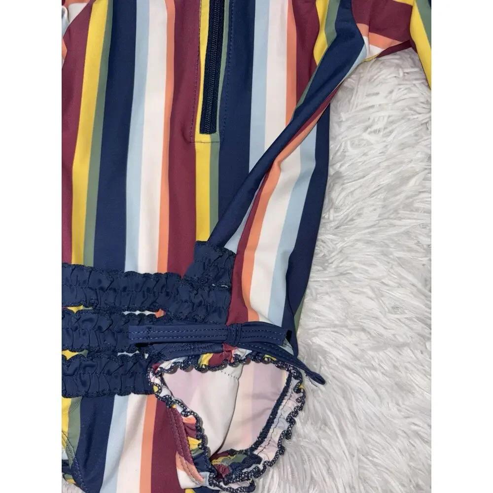 Ruffle Butts Girls 12/18 Mos. One Pc. “Sunset Stripes” Suit. Excellent Condition